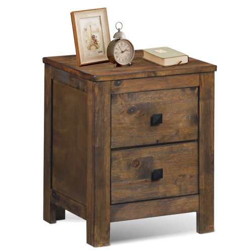 Costway Nightstand Bed Sofa Side End Coffee Table Wood 2 Storage Sliding Drawers Bedroom
