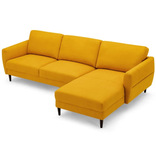 104" L-Shaped Fabric Sectional Sofa w/ Chaise Lounge & Solid Wood Legs